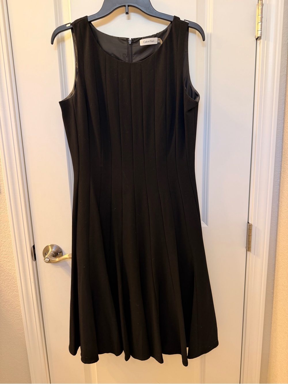 Calvin Klein Black Sleeveless A-Line Panel Dress